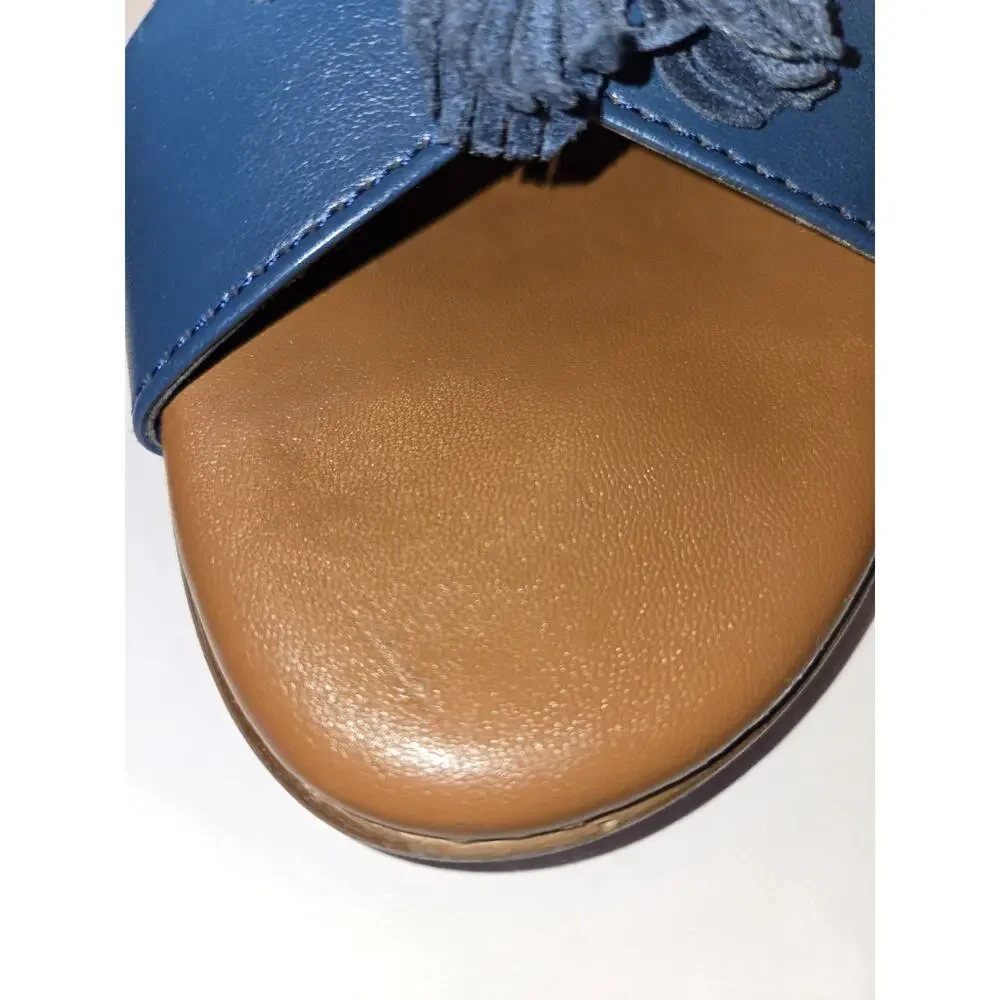 Italian Shoemakers US Womens Size 10 Navy Crossband Slide Sandals Floral Jewel